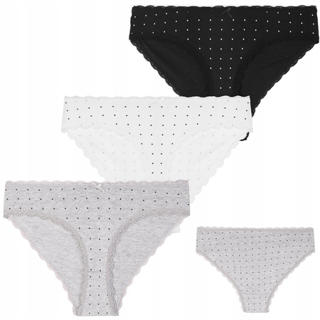 Figi Damskie Klasyczne Bawełniane Bikini Koronka w Kropki MORAJ 3-pak 