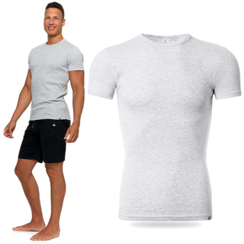 PODKOSZULKA NA KRÓTKI RĘKAW MĘSKA SZARA DOPASOWANA KOSZULKA MORAJ