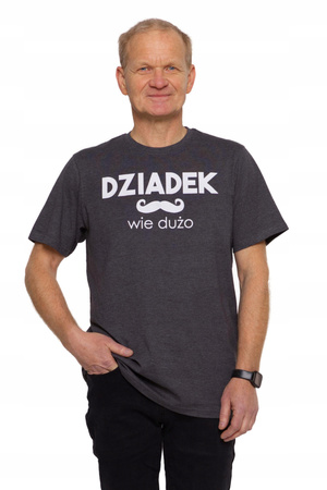 Koszulka Męska Szary T-shirt PREZENT na Dzień Dziadka Napis MORAJ 