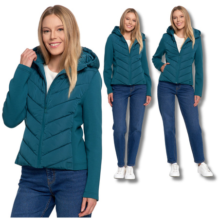 KRÓTKA KURTKA DAMSKA PRZEJŚCIOWA Z KAPTUREM NA JESIEŃ CIEPŁA MORAJ