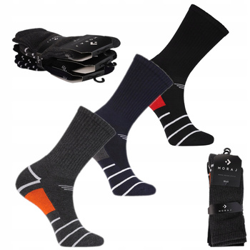 Długie SKARPETY MĘSKIE Ciepłe Skarpetki Wysokie Frotte MORAJ 3-PAK