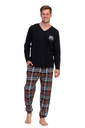 PIŻAMA MĘSKA DWUCZĘŚCIOWA DŁUGI RĘKAW I SPODNIE WYGODNA STYLOWA MORAJ