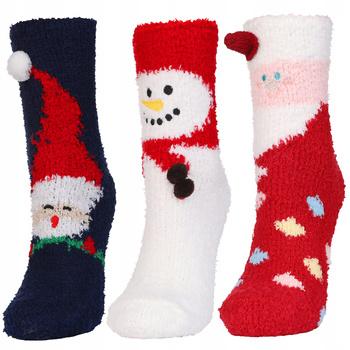 SKARPETY DAMSKIE Ciepłe Skarpetki Świąteczne NA PREZENT 3-PAK MORAJ