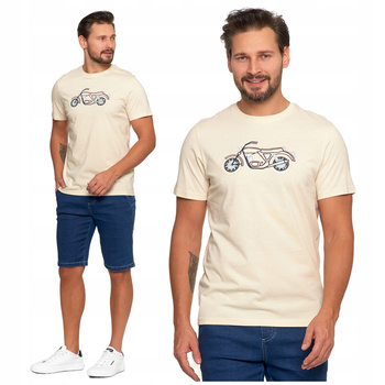 T-SHIRT MĘSKI HAFT MOTOCYKLA Koszulka z krótkim rękawem Bawełniana MORAJ