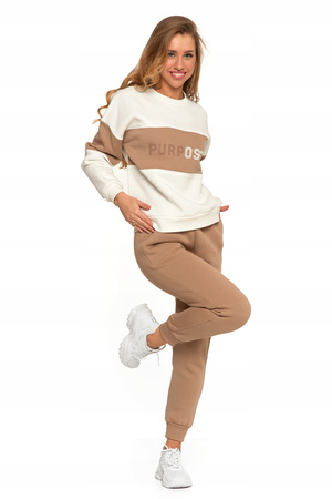 Luźna BLUZA DAMSKA Ocieplana z Napisem Modna Oversize Przez Głowę MORAJ 
