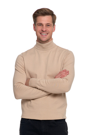 ELEGANCKI SWETER MĘSKI CIENKI GOLF KLASYCZNY GŁADKI DOPASOWANY MORAJ