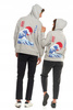 BLUZA UNISEX z Kapturem Luźna Szara Nadruk Męska i Damska MORAJ 
