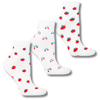 SKARPETY DAMSKIE 3/4 SKARPETKI MORAJ 3-PAK UROCZE WZORY OWOCE