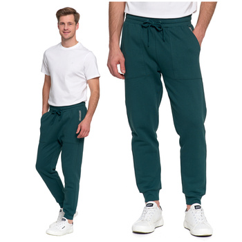 DRESOWE SPODNIE MĘSKIE JOGGERY Z KIESZENIAMI OCIEPLANE CIEPŁE MORAJ