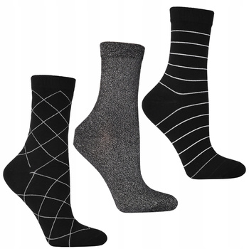 Skarpety Damskie Srebrna Nić Eleganckie Wysokie Stylowe 3-PAK MORAJ