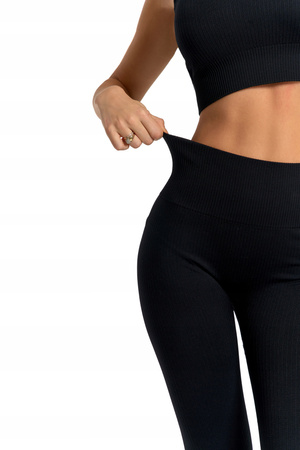 Legginsy Damskie Sportowe Wysoki Stan Kryjące Prążkowane Wygodne MORAJ