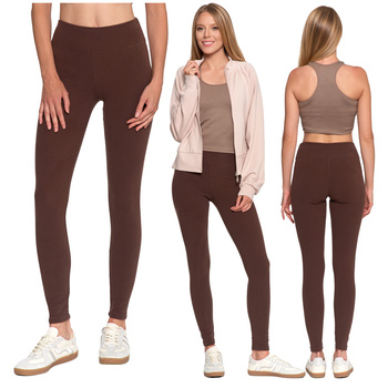 LEGGINSY DAMSKIE PRĄŻKOWANE GETRY Z WYSOKIM STANEM I SZEROKI PAS MORAJ