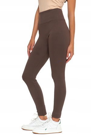 Legginsy Prążkowane Getry Damskie Wysoki Stan Modny Kolor Kryjące MORAJ 