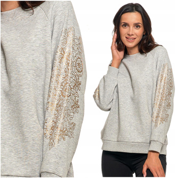 Ciepła BLUZA DAMSKA Złoty Nadruk Bez Kaptura Klasyczna Wygodna MORAJ