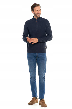 Sweter Męski Ze Stójką Zapinany Pod Szyją Elegancki Sweterek Ciepły MORAJ 