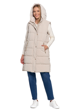 BEZRĘKAWNIK DAMSKI KAMIZELKA DŁUGA PIKOWANA NA JESIEŃ CIEPŁA MORAJ