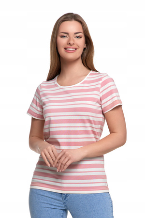 T-SHIRT DAMSKI w Paski Luźna Koszulka Bluzka z Krótkim Rękawem MORAJ 