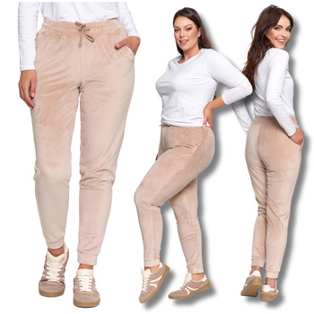 WELUROWE SPODNIE DAMSKIE DRESOWE RURKI WYSOKI STAN WYGODNE MORAJ