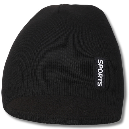 OCIEPLANA CZAPKA ZIMOWA MĘSKA OCIEPLENIE POLAROWE CZARNA NA ZIMĘ MORAJ