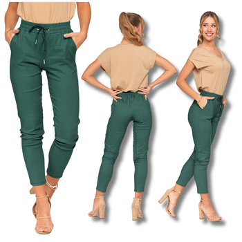 JOGGERY DAMSKIE ELASTYCZNE SPODNIE WYGODNE WIĄZANE MODNE MORAJ