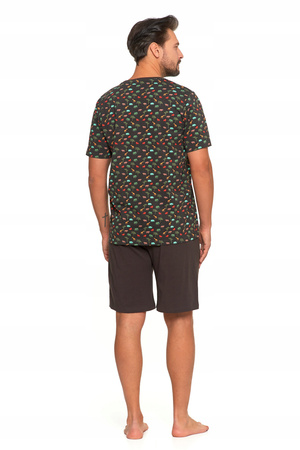 PIŻAMA MĘSKA T-Shirt z Krótkim Rękawem Safari Gładkie Spodenki MORAJ 