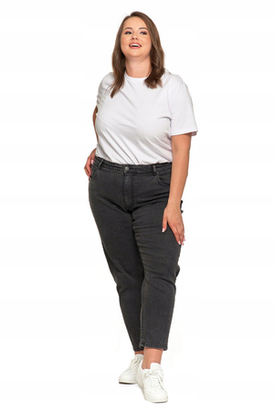 Spodnie Mom Fit Jeansowe Damskie z Wysokim Stanem Luźne Jeansy MORAJ 