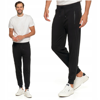 Spodnie Dresowe Męskie Typ Joggery Wiązane Gładkie z Kieszeniami MORAJ