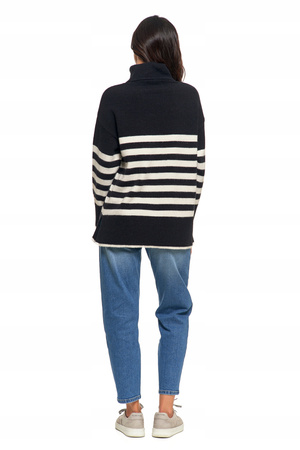 SWETER DAMSKI w Paski Golf Luźny Wygodny Beżowy Stylowy na Jesień MORAJ 