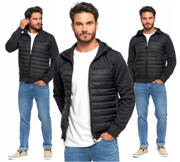 KURTKA MĘSKA Przejściowa Pikowana Rozpinana z Kapturem MORAJ