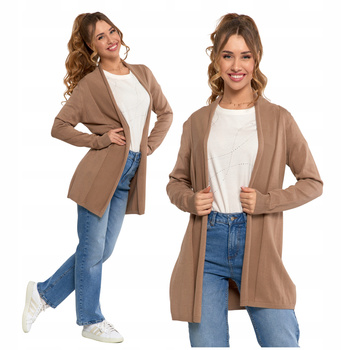 Elegancki Kardigan Damski Długi Sweter Narzutka Klasyczny MORAJ