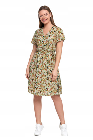 SUKIENKA DAMSKA MINI Zwiewna Kopertowy Dekolt Wiązana Elegancka MORAJ 