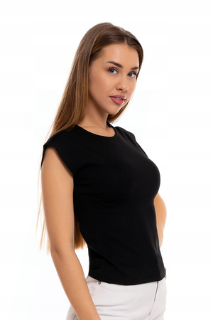 Koszulka Damska Czarny Top z krótkim rękawem Bluzka T-Shirt MORAJ