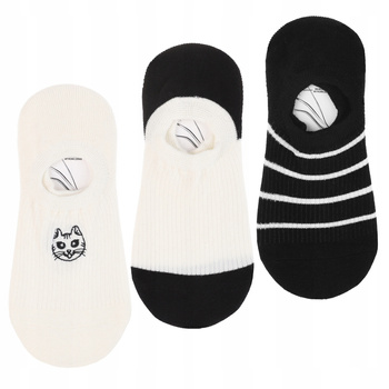 NISKIE STOPKI Damskie Skarpetki Balerinki Silikon KOTY MORAJ 3-PAK