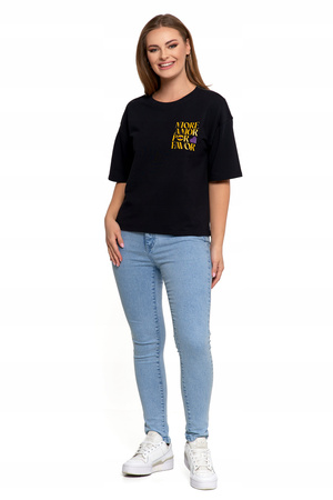 Luźny T-SHIRT DAMSKI Koszulka Bawełniana Bluzka z Krótkim Rękawem MORAJ 