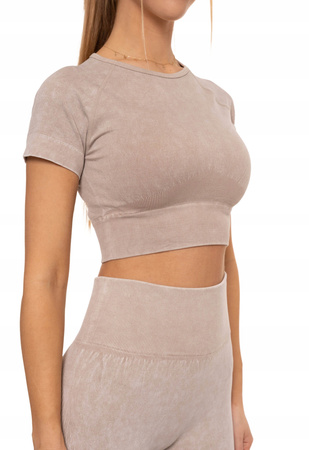 CROP-TOP DAMSKI z Krótkim Rękawem Stylowa Koszulka Sportowa MORAJ