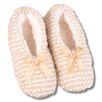 KAPCIE DAMSKIE BAMBOSZE MIĘKKA PODESZWA PAPCIE Z ABS KOKARDKI MORAJ