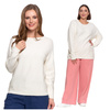 SWETER DAMSKI DZIANINOWY Z WISKOZY LUŹNY KRÓJ WYGODNY MODNY MORAJ