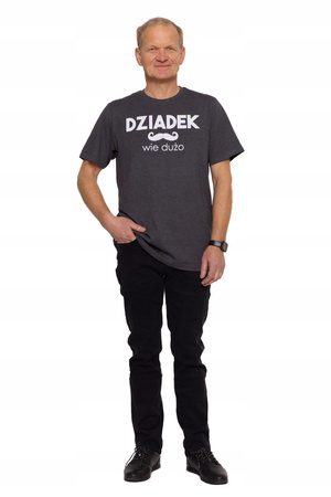 Koszulka Męska Szary T-shirt PREZENT na Dzień Dziadka Napis MORAJ 