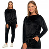 Welurowa BLUZA DAMSKA Czarna Bez Kaptura z Haftem Elegancka MORAJ 