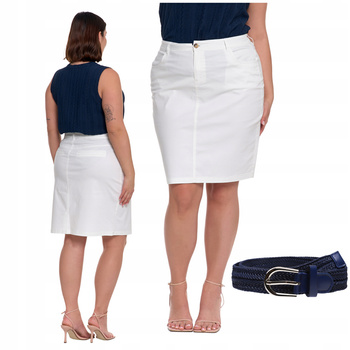 SPÓDNICA DAMSKA Ołówkowa Dopasowana Spódniczka z Paskiem Gładka MORAJ