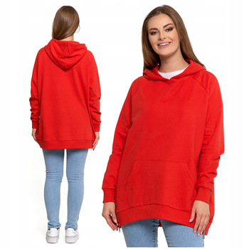 LUŹNA BLUZA DAMSKA DRESOWA OVERSIZE PRZEZ GŁOWĘ Z KAPTUREM MORAJ