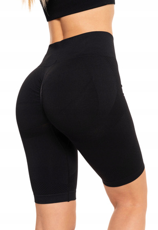 Krótkie LEGGINSY DAMSKIE Kolarki Bezszwowe Push-Up Wysoki Stan MORAJ 
