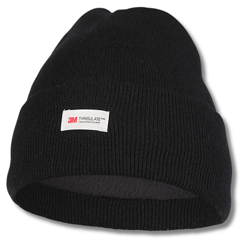 OCIEPLANA CZAPKA MĘSKA CIEPŁA NA ZIMĘ DWUWARSTWOWA CZARNA WYWIJANA MORAJ