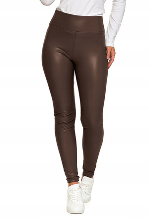 Legginsy Damskie Ocieplane z Eko Skóry Spodnie z Wysokim Stanem MORAJ 