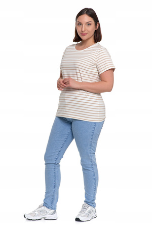 T-SHIRT DAMSKI w Paski Luźna Koszulka Bluzka z Krótkim Rękawem MORAJ 