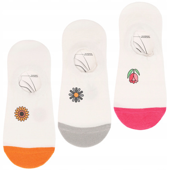 Stopki Damskie Niskie Skarpetki z Kwiatkami Balerinki MORAJ 3-PARY