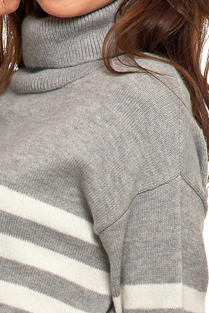 SWETER DAMSKI w Paski Golf Luźny Wygodny Beżowy Stylowy na Jesień MORAJ 