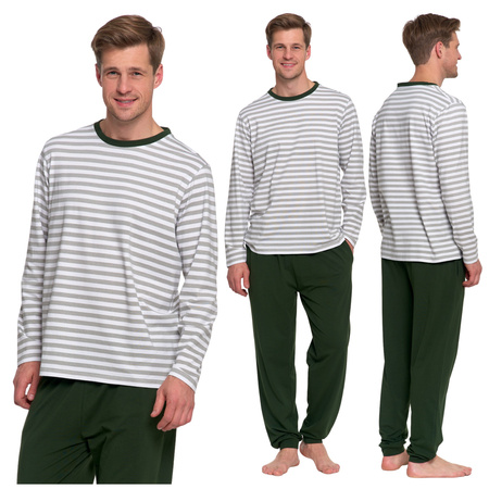 PIŻAMA MĘSKA DWUCZĘŚCIOWA KOSZULKA W PASKI I DŁUGIE SPODNIE MORAJ