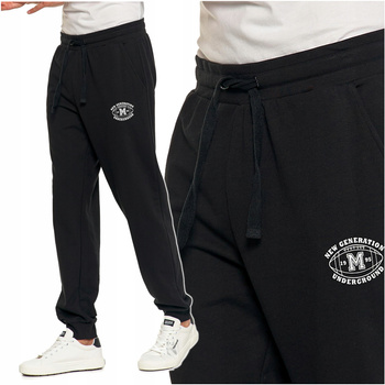 SPODNIE DRESOWE MĘSKIE MORAJ Typu Joggery Czarne Wiązane Ze Ściągaczami