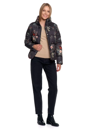 KRÓTKA KURTKA DAMSKA PIKOWANA Z KAPTUREM NA JESIEŃ CIEPŁA MORAJ